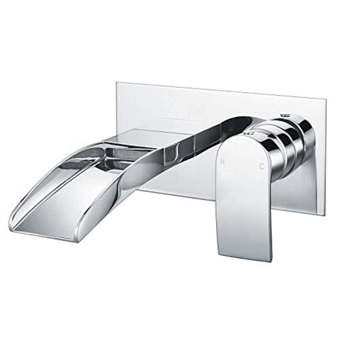 Bathroom Bath Taps Wall Mounted Waterfall Mixer Filler Tap Chrome WasserRhythm