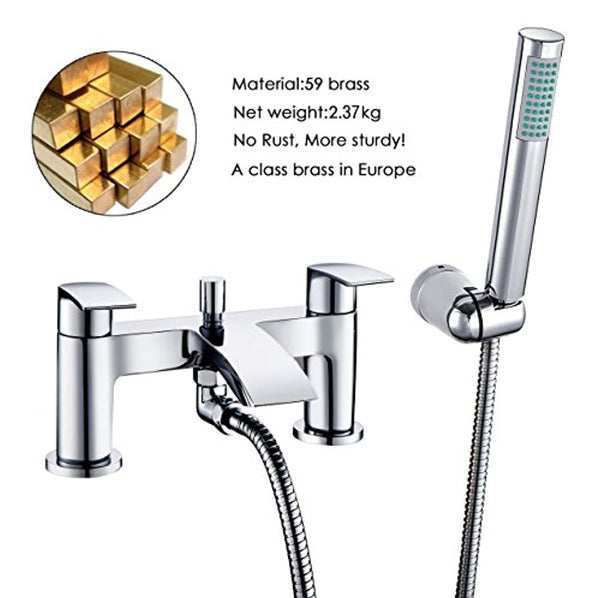 Modern Monobloc Bath Shower Mixer Tap Bathroom Tub Filler Brass Faucet Handset - View #8