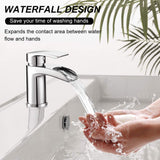 Hapilife Basin Taps Waterfall Mixers Bathroom Sink Mixer Tap Semi-open with UK Hoses Chrome Brass