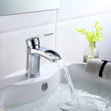 Hapilife Basin Taps Waterfall Mixers Bathroom Sink Mixer Tap Semi-open with UK Hoses Chrome Brass