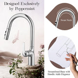 Peppermint Kitchen Taps with Pull Out Spray Chrome Pull Down Kitchen Mixer Tap Single Lever Swan High Arc Kitchen Sink Tap 360° Swivel Kitchen Faucet