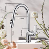 Peppermint Kitchen Taps with Pull Out Spray Chrome Pull Down Kitchen Mixer Tap Single Lever Swan High Arc Kitchen Sink Tap 360° Swivel Kitchen Faucet