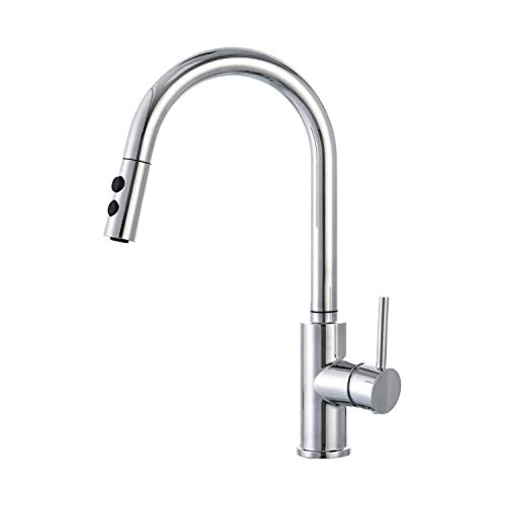 Pull Out Pull Down Kitchen Mixer Tap High Arc with Dual Spray Mode Single Handle Single Lever Chrome Finished 10 Year Warranty