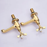 Basin Tap Pair Golden Basin Sink Hot and Cold Taps Gold Cross Handles Bathroom Taps Traditional Bathroom Faucet Vintage Peppermint