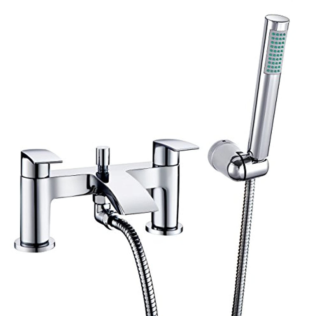 [Bath Shower Tap] Hapilife Bathroom Watefall Double Handle Mixer Monobloc Tap with Handheld Shower Head Chrome