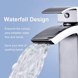 Basin Tap, Bathroom Sink Mixer Tap Waterfall Chrome with Pop Up Waste Hapilife