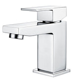 Funime Basin Taps Square Cloakroom Bathroom Sink Taps Mixers Chrome Brass with UK Standard Hoses