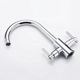 Funime® Kitchen Sink Mixer Taps Traditional Dual Lever Monobloc Swivel Spout Chrome Brass