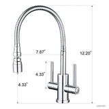Hapilife Modern Kitchen Sink Mixer Tap with Flexible Spray Dual Lever Chrome