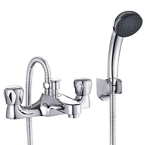 Funime Bathroom Bath Taps with Shower Attachment Mixers Chrome Brass Bath and Shower Taps
