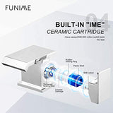 Funime Square Basin Taps Waterfall Mixers Bathroom Sink Mixer Taps Chrome Brass Single Lever with UK Standard Fittings