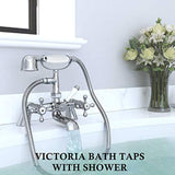 Funime Victoria Traditional Bathroom Bath Shower Taps 1/4 Turn Handheld and Basin Taps Pairs with UK Standard Fittings