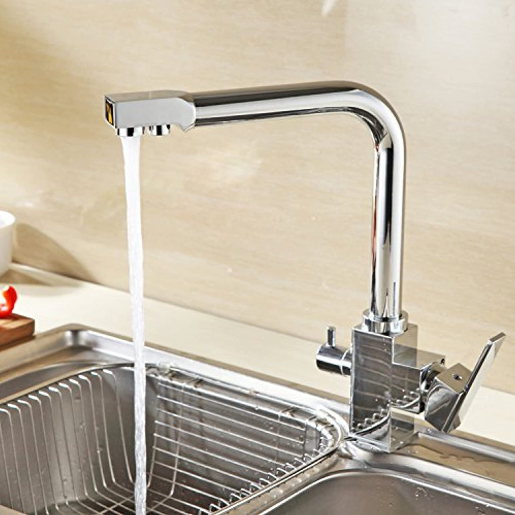 3 Way Kitchen Sink Tap Drinking Water Kitchen Tap Solid Brass Double - View #3