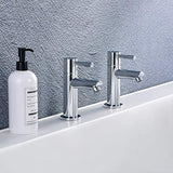 Bath Tap Pair of Hot and Cold Bathroom Tub Taps Chrome WasserRhythm