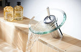 Funime Glass Basin Taps Waterfall Bathroom Sink Mixer Taps Modern With Hoses