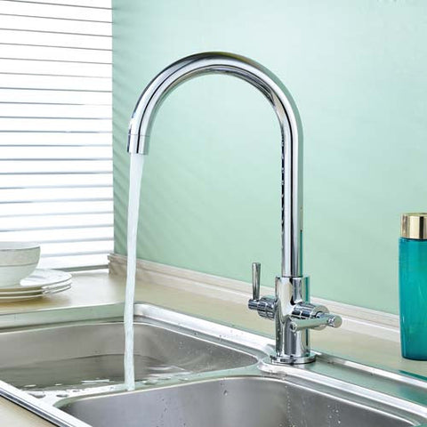 Hapilife® Dual Lever with Swivel Spout Kitchen Tap-Chrome